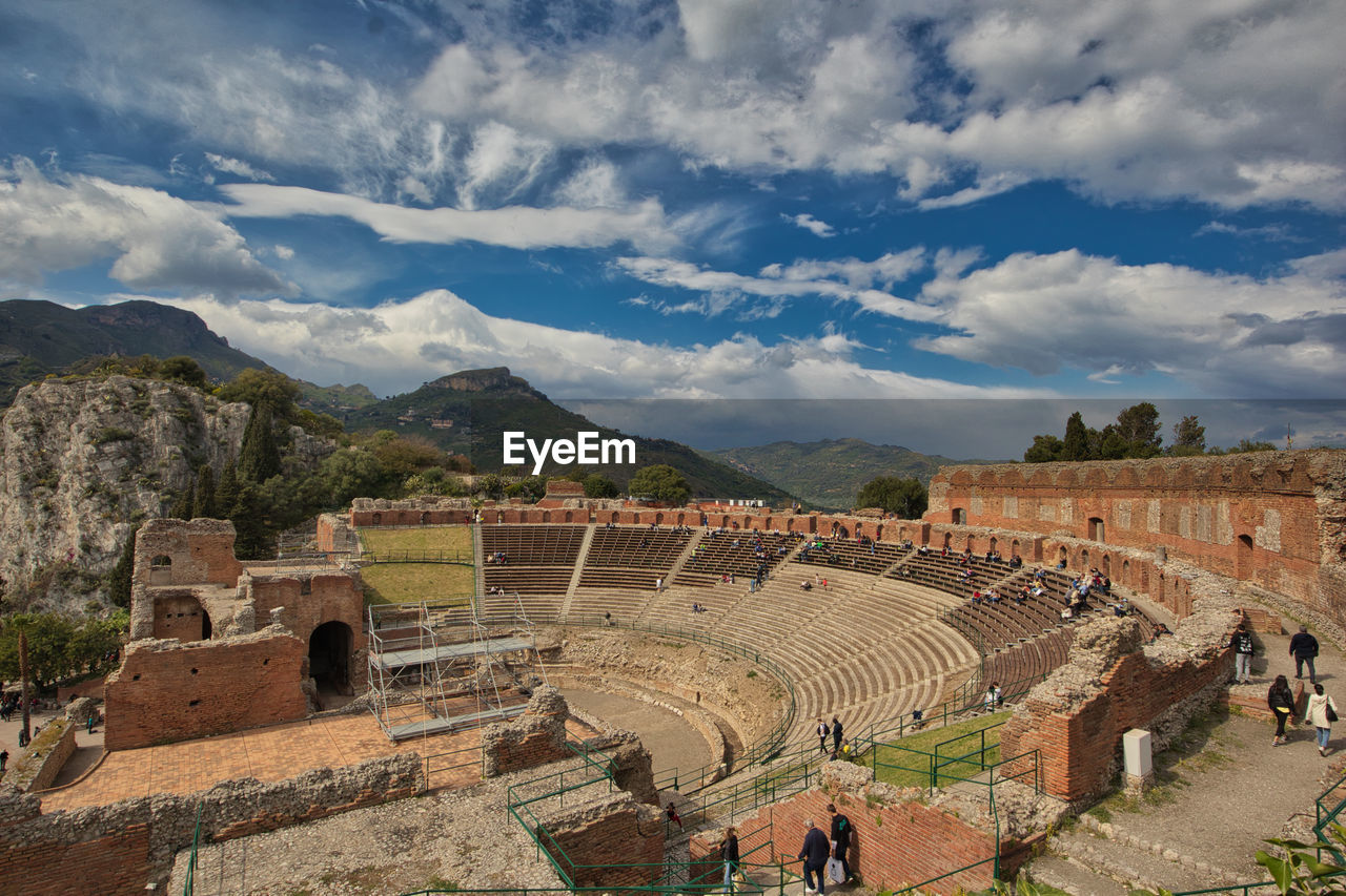 The ancient greek-roman theater of taormina, a tourist city in sicily.