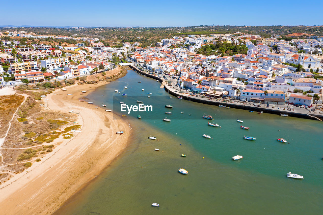 Aerial from the village ferragudo in the algarve portugal