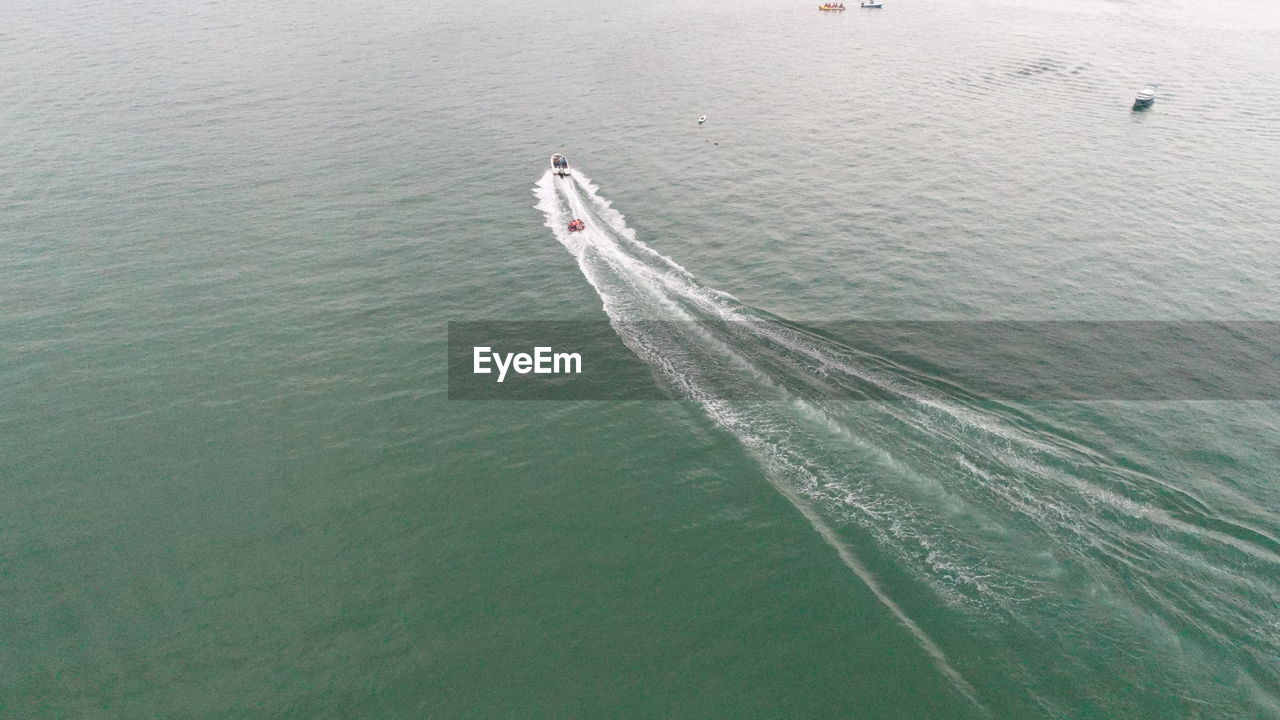 High angle view of boat in sea