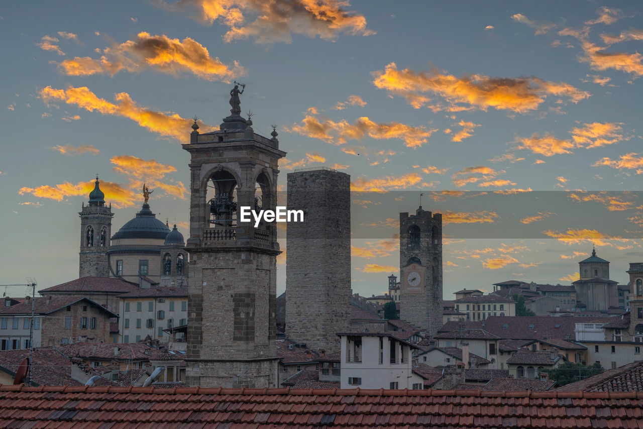 Bergamo the ancient city with towers and bell towers