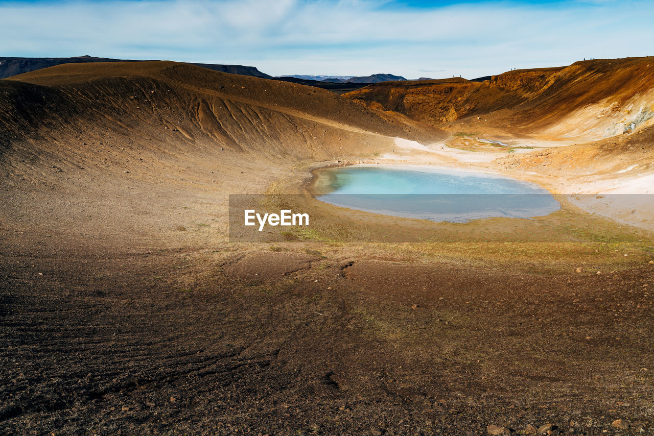 Scenic view of sand dunes against sky