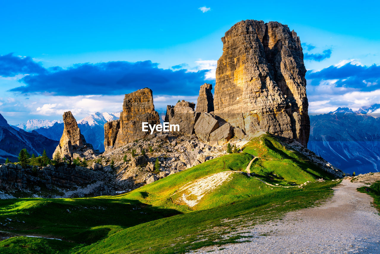 Panoramic view of rock formation against sky