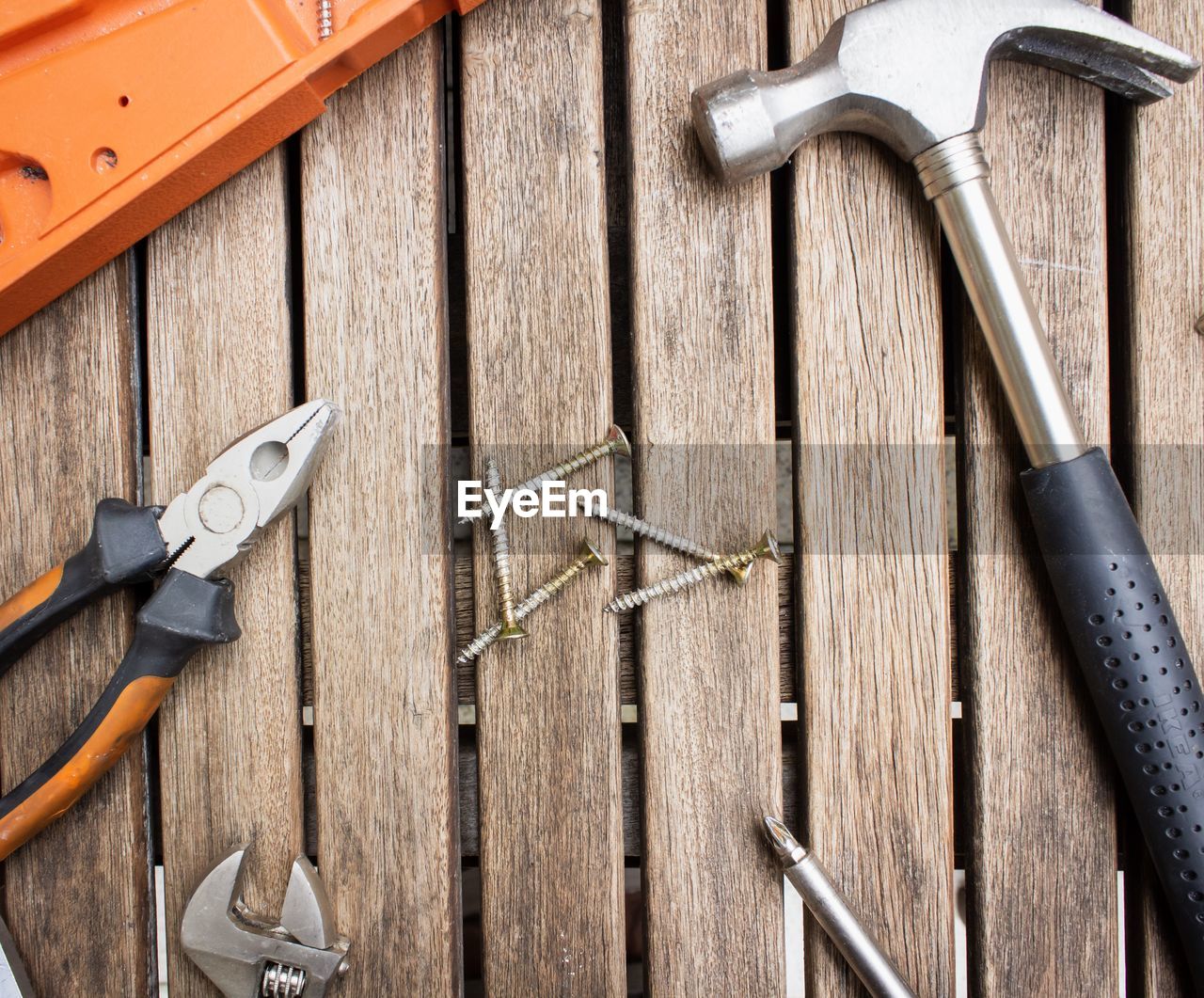 Directly above shot of tools on table