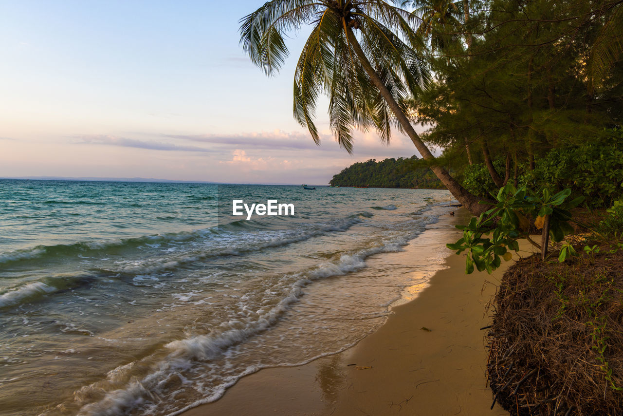 Evening on the beach in koh rong island, cambodia