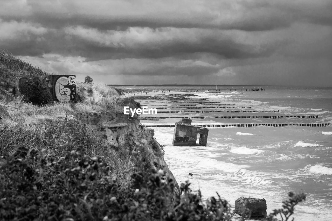 Scenic view of beach against sky