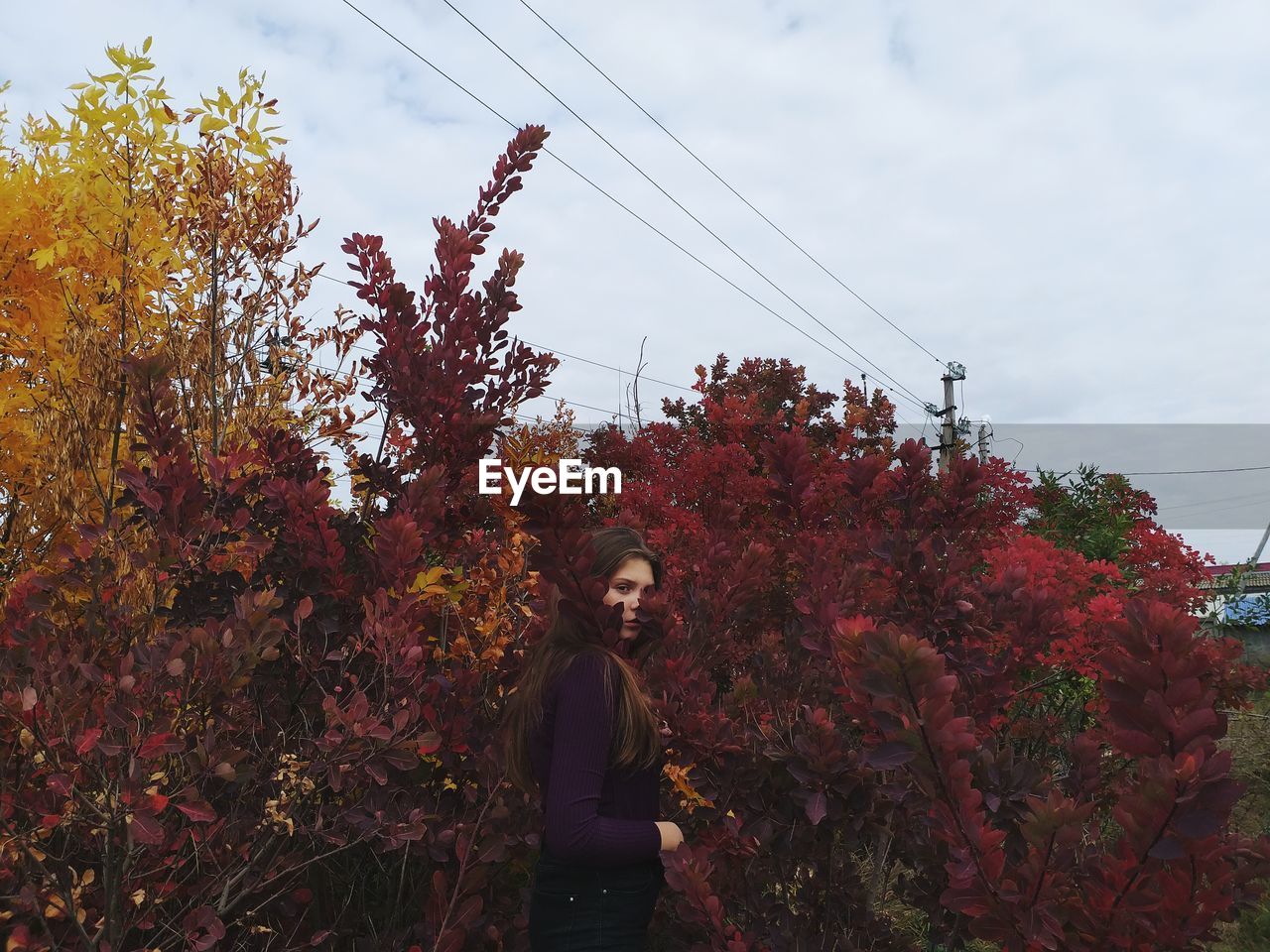 Portrait of teenage girl standing amidst plants