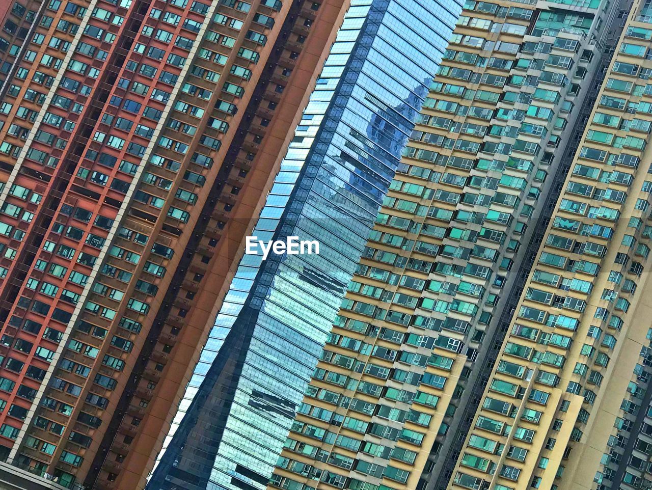 Low angle view of modern buildings in city
