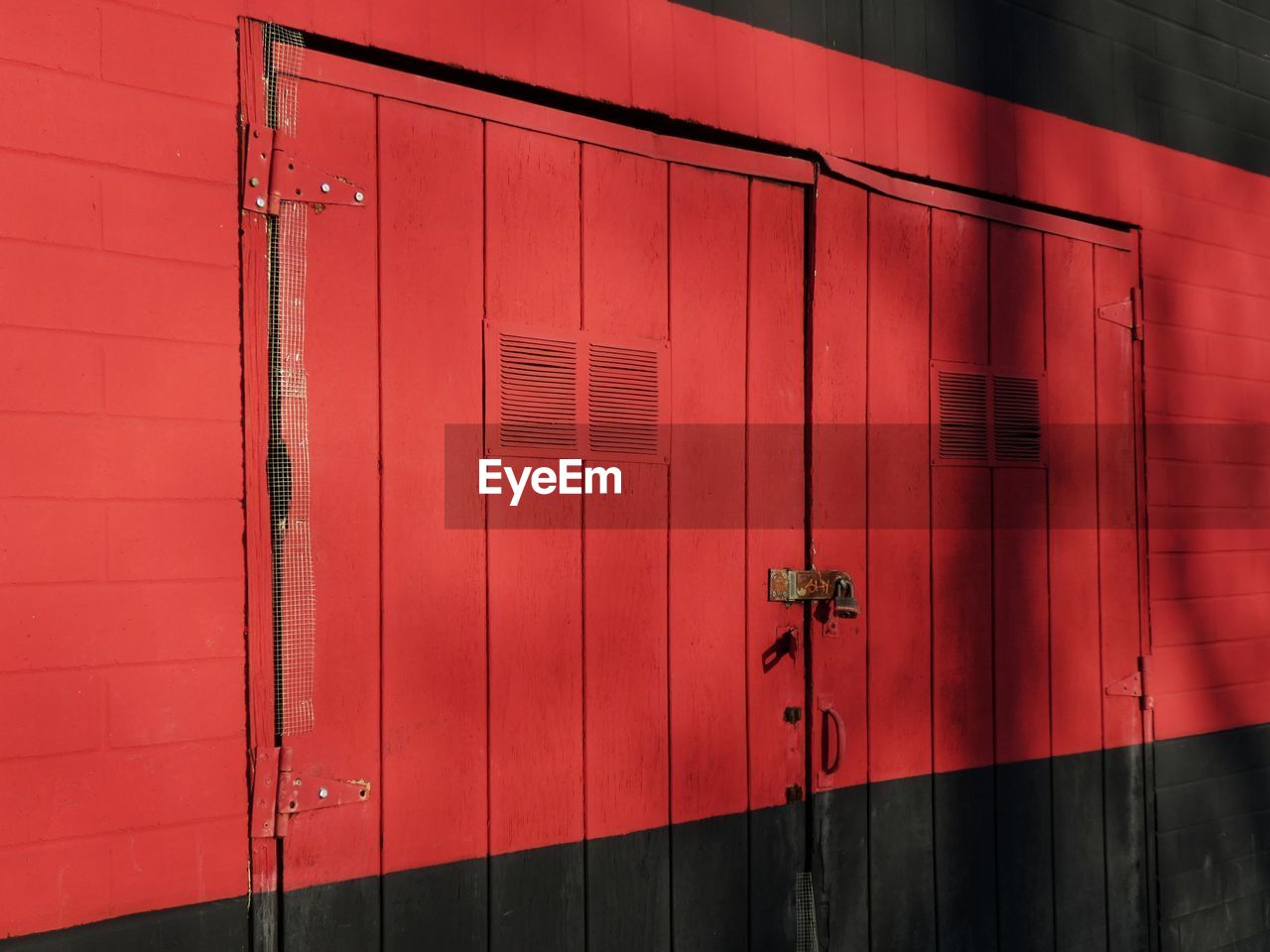 Close-up of red closed door