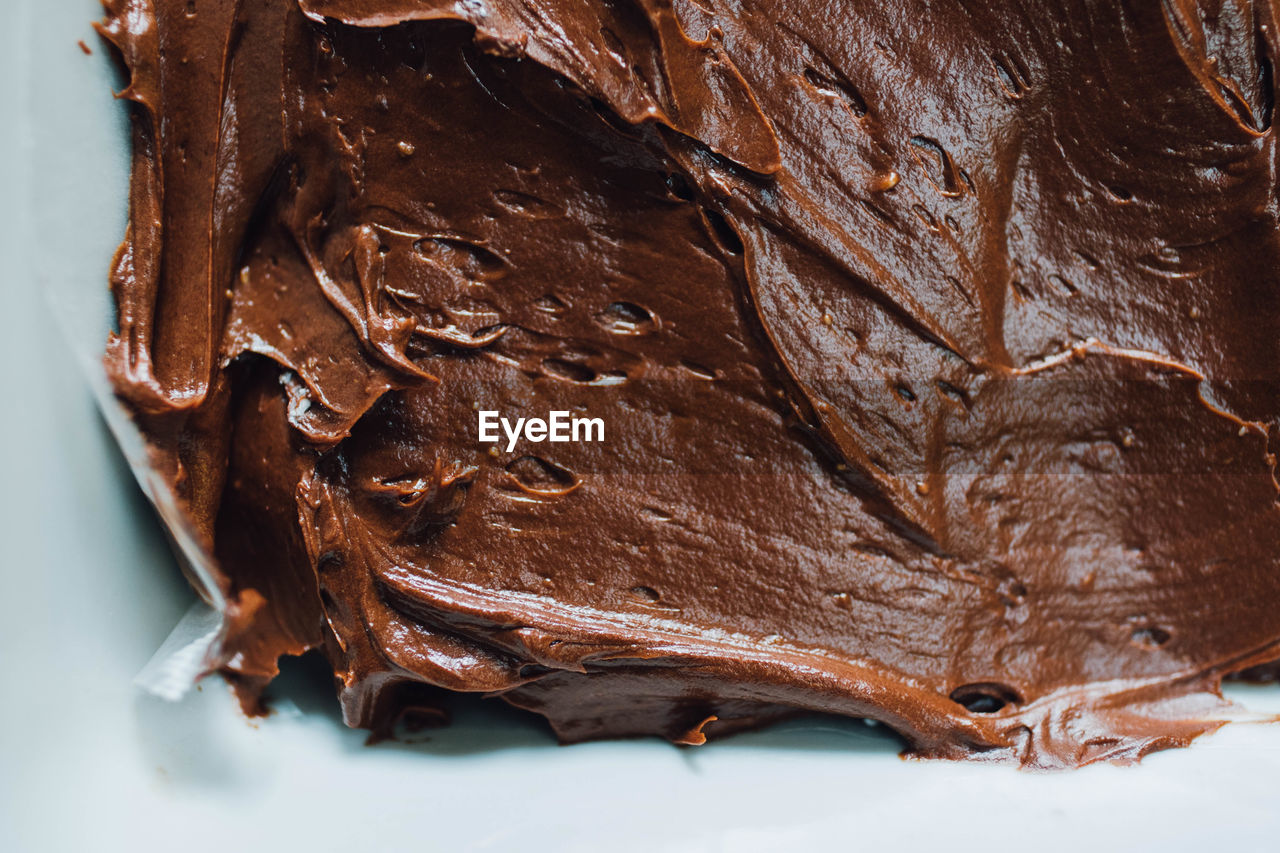 Close-up of creamy chocolate fudge