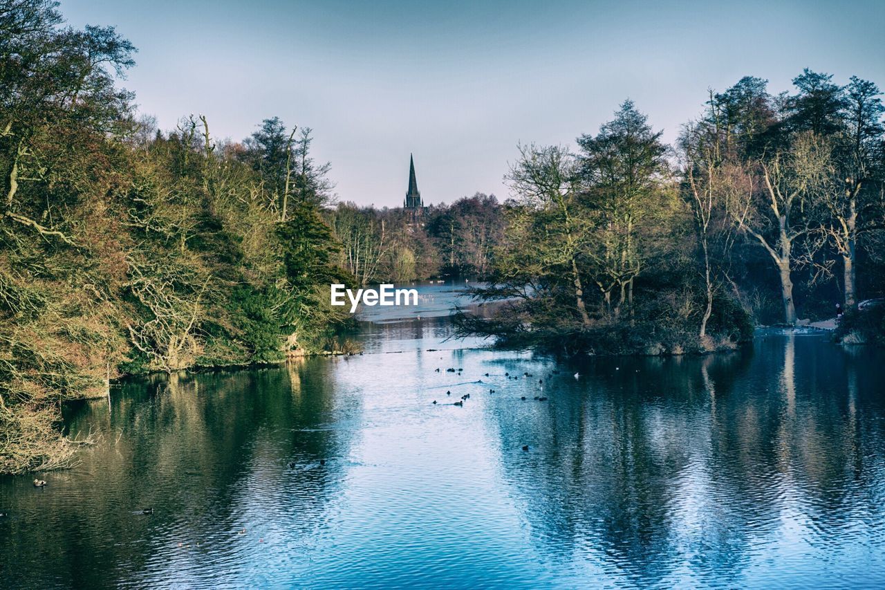 Scenic view of lake against sky