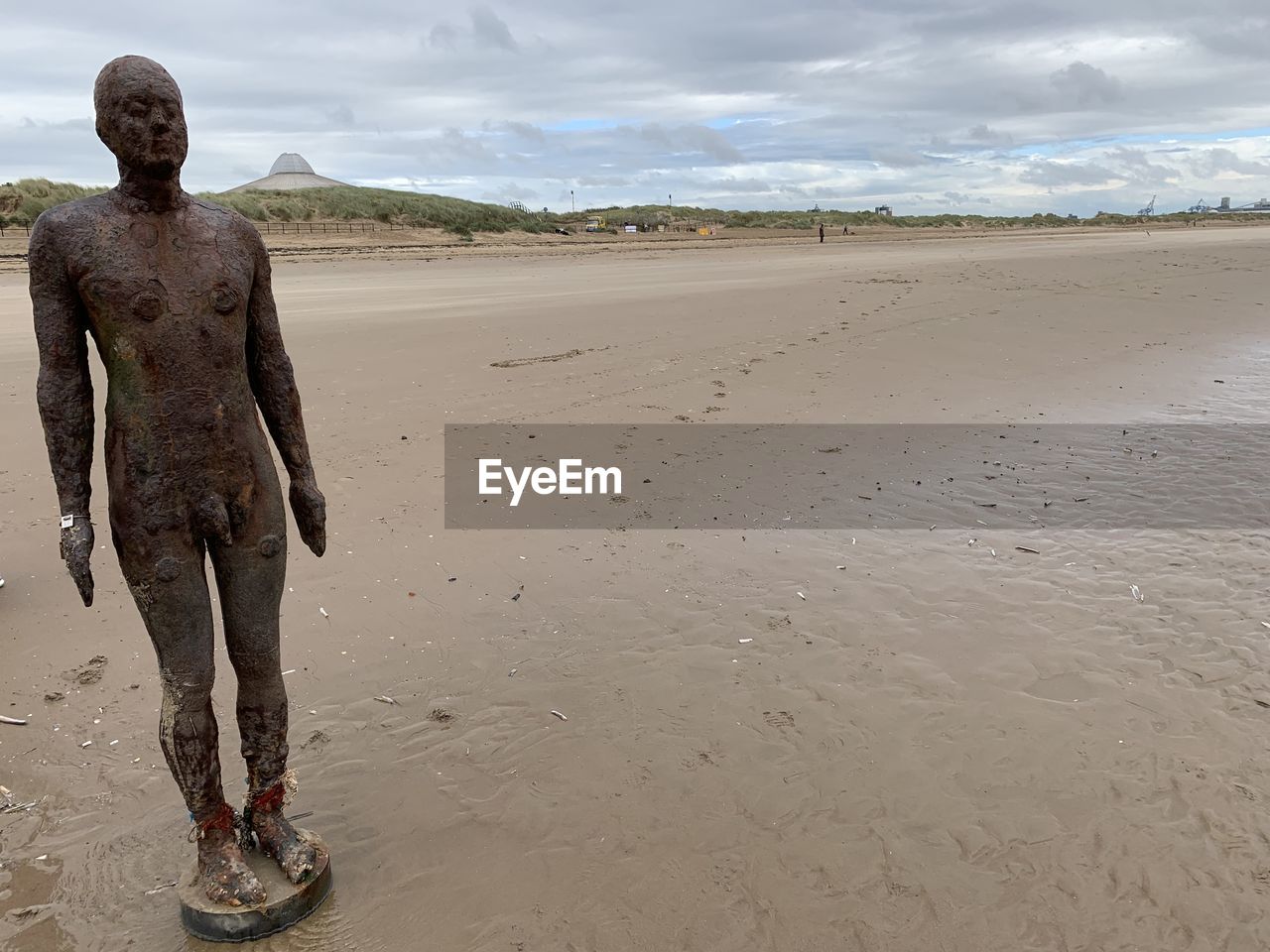 FULL LENGTH OF MAN STANDING ON SAND DUNE