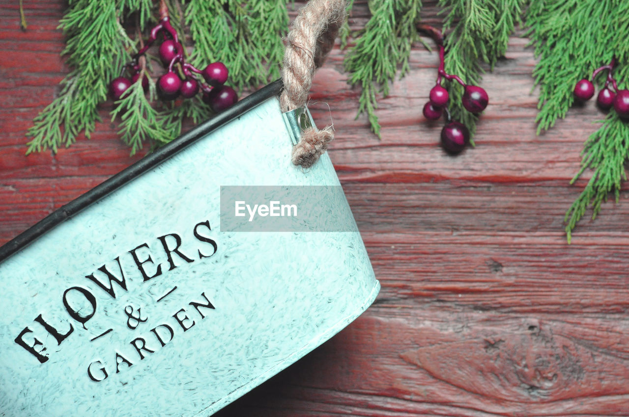 Close-up of christmas decorations on table