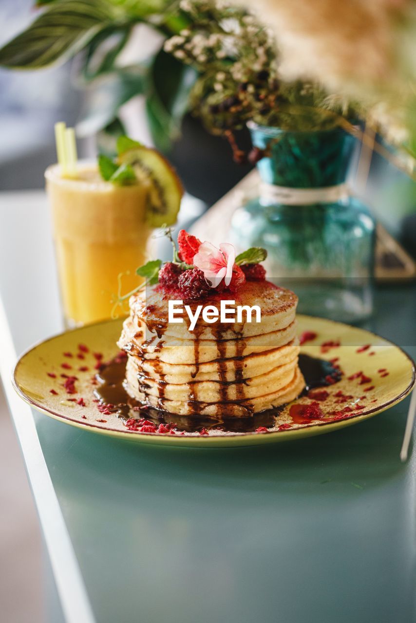 close-up of dessert in plate