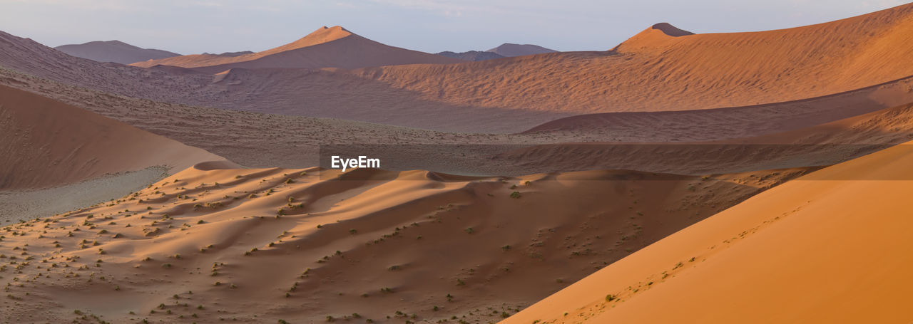 Sand dune in desert against sky