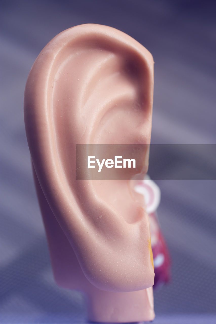 Close-up of artificial human ear