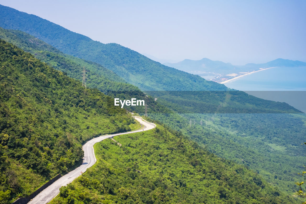 Winding road through hai van pass, vietnam