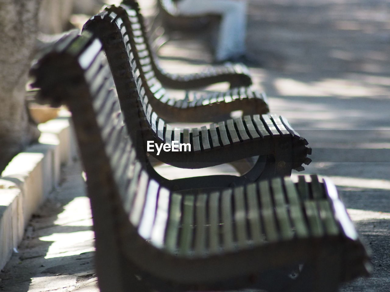 Close-up of benches