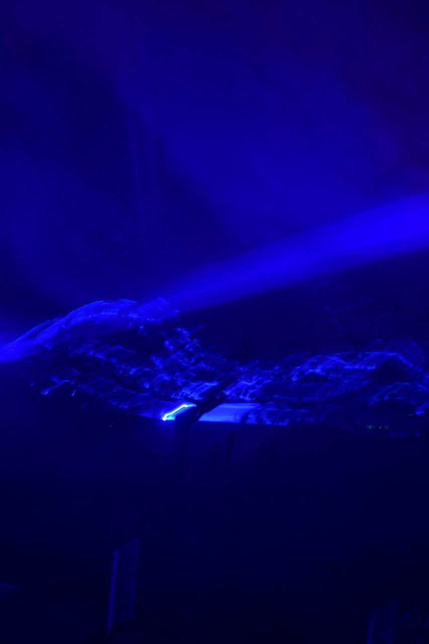 Blue light painting at night