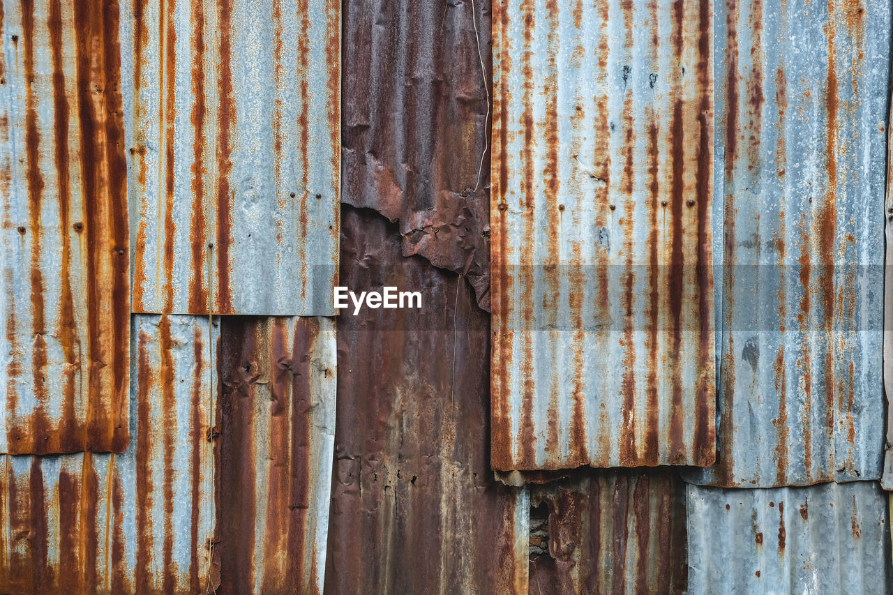 Full frame shot of old rusty corrugated iron