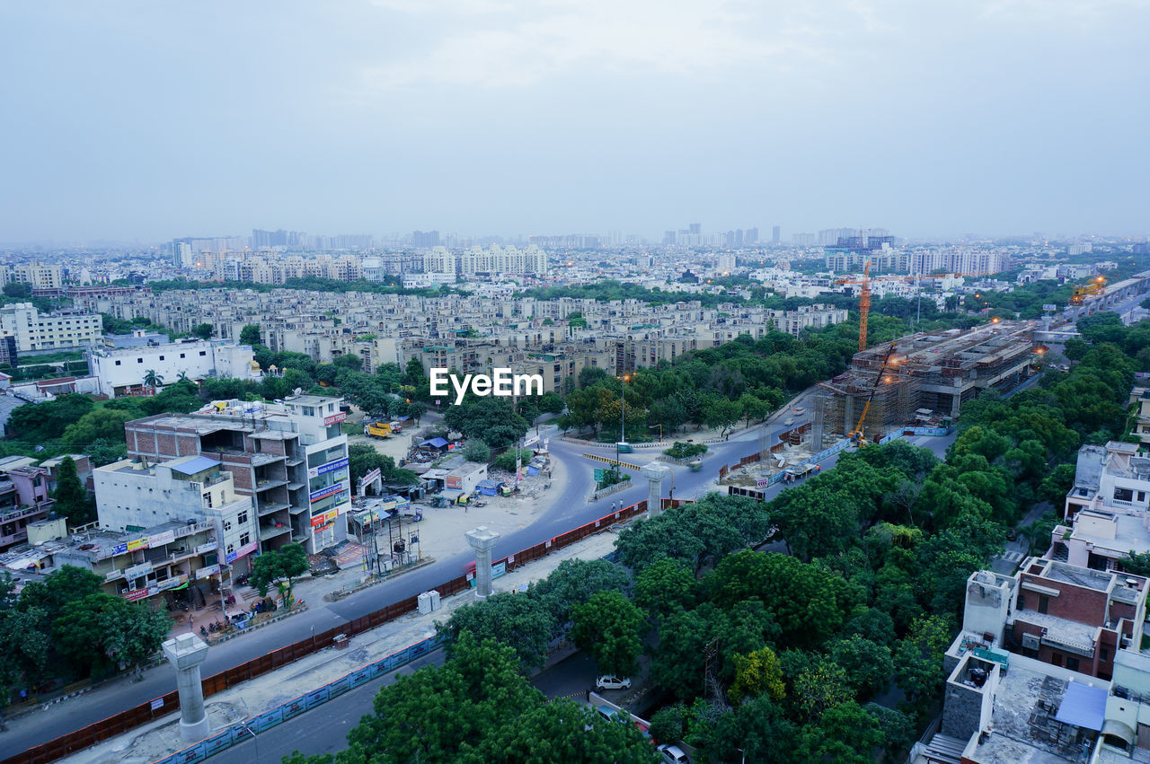 High angle view of city