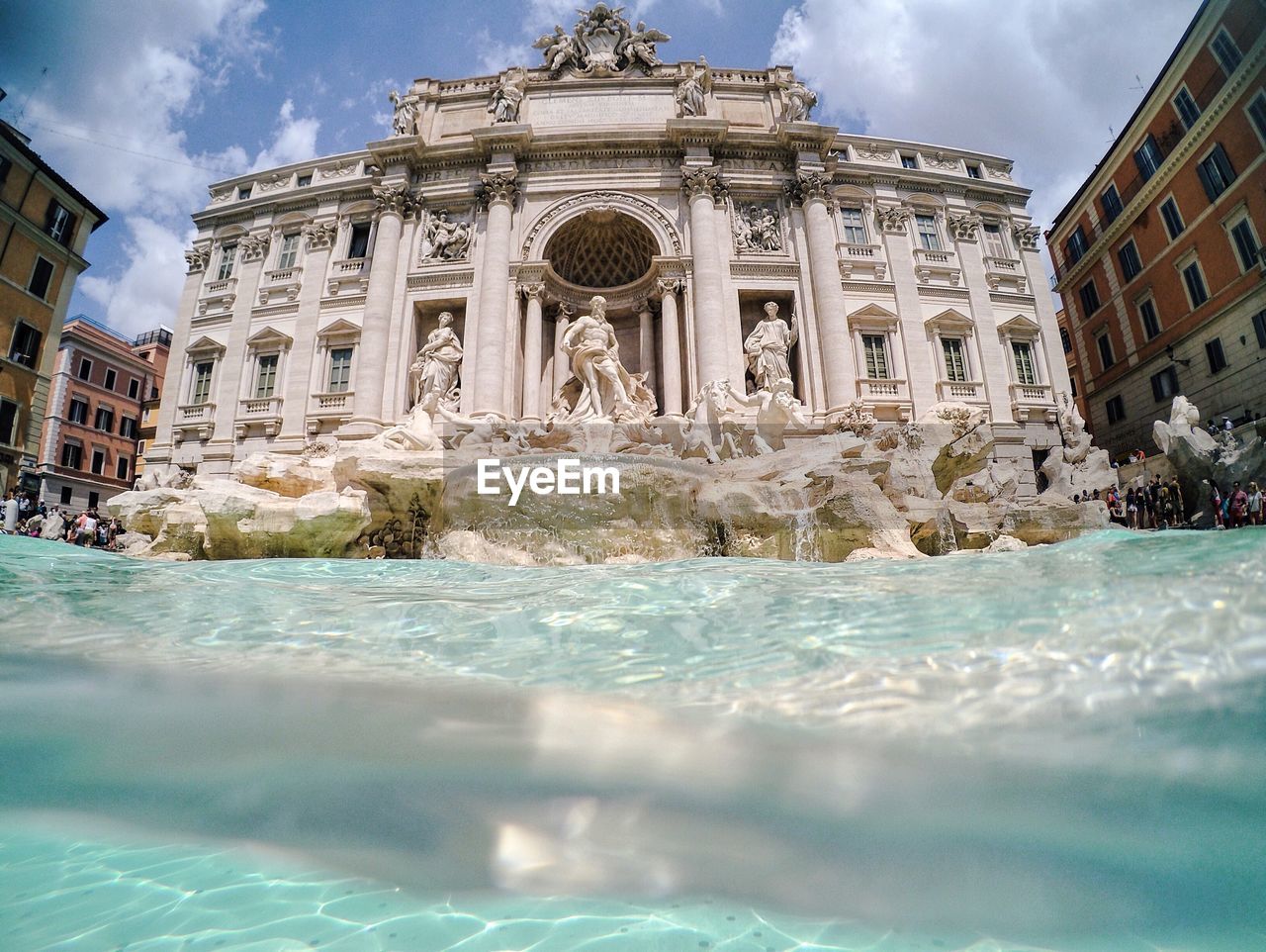 Water surface view of trevi fountain