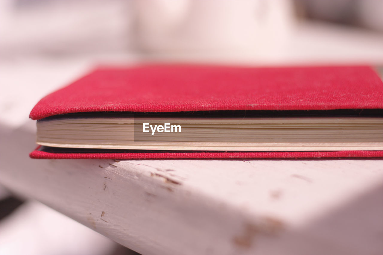 Close-up of book on table