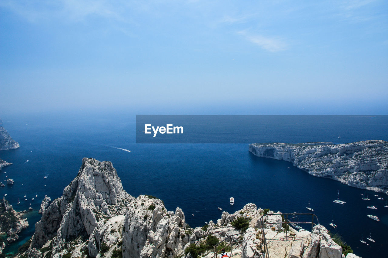 High angle view of sea against sky