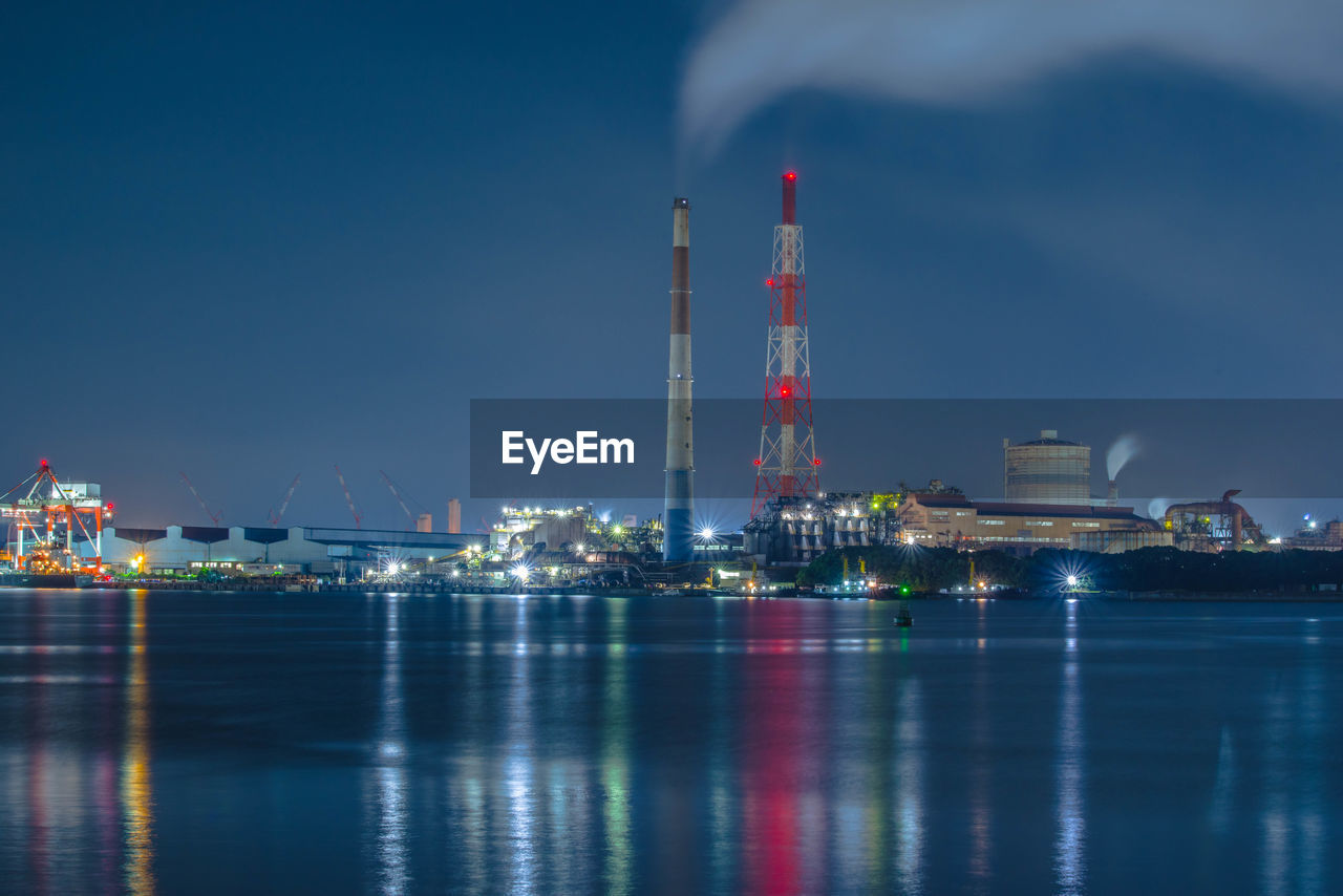Night view of the steelworks at nagoya port