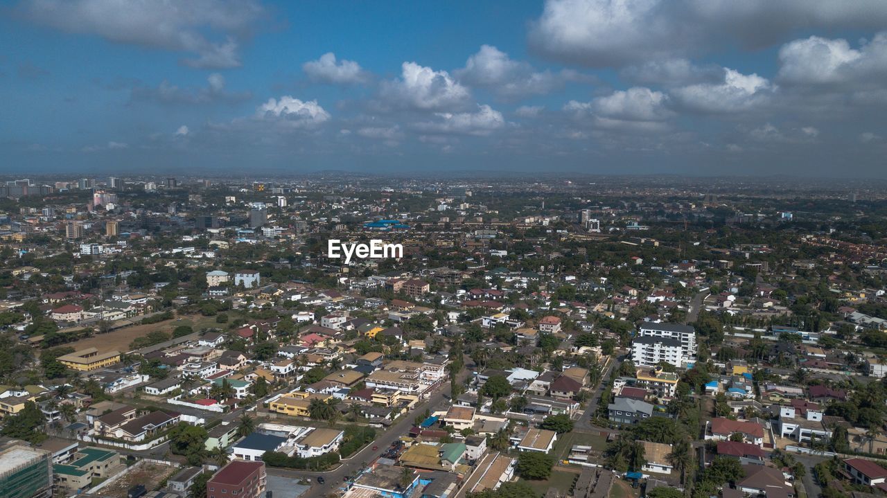 High angle view of townscape against sky