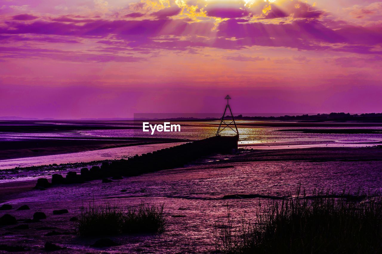 SCENIC VIEW OF BEACH DURING SUNSET