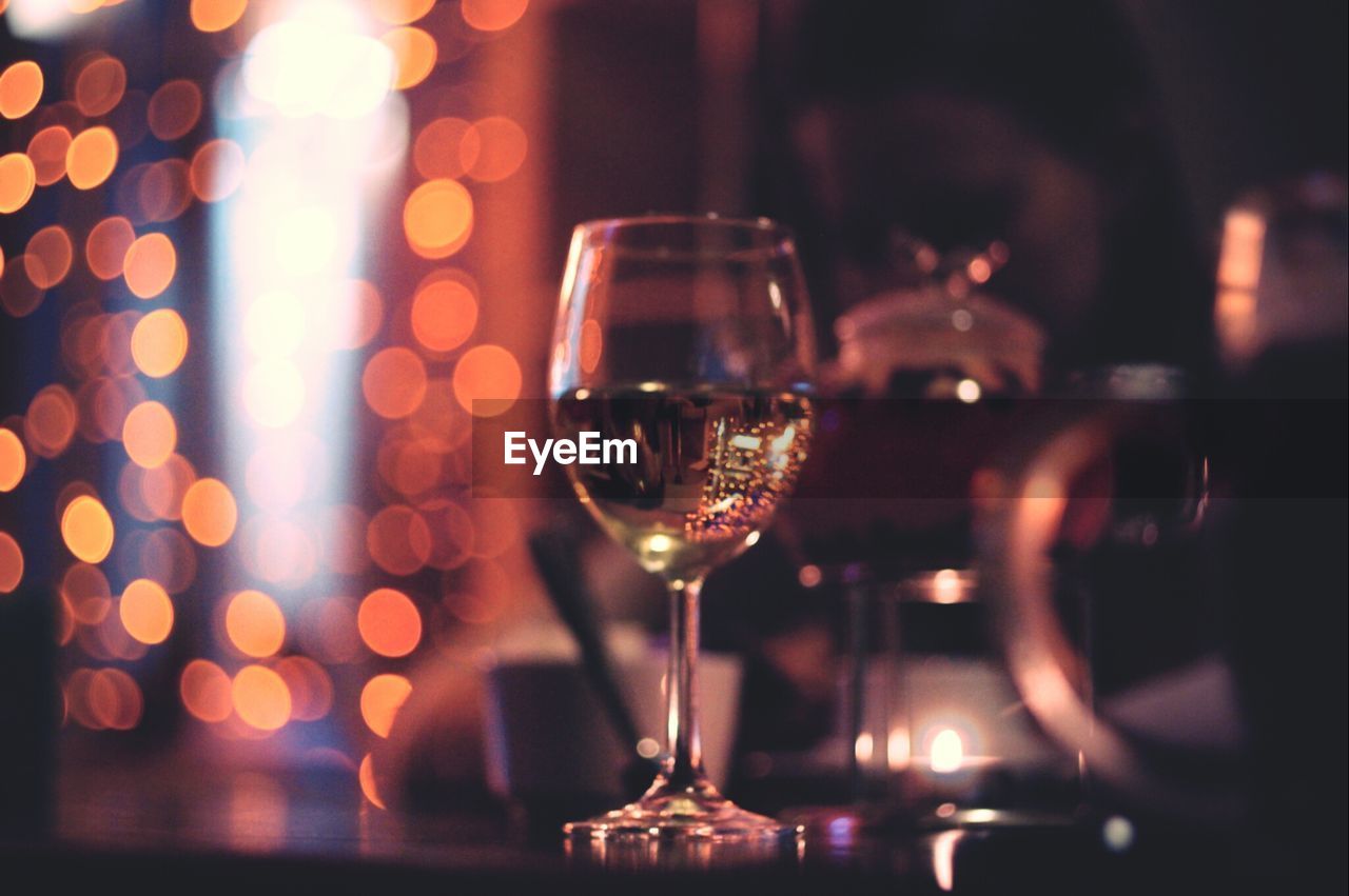 Close-up of wine on table