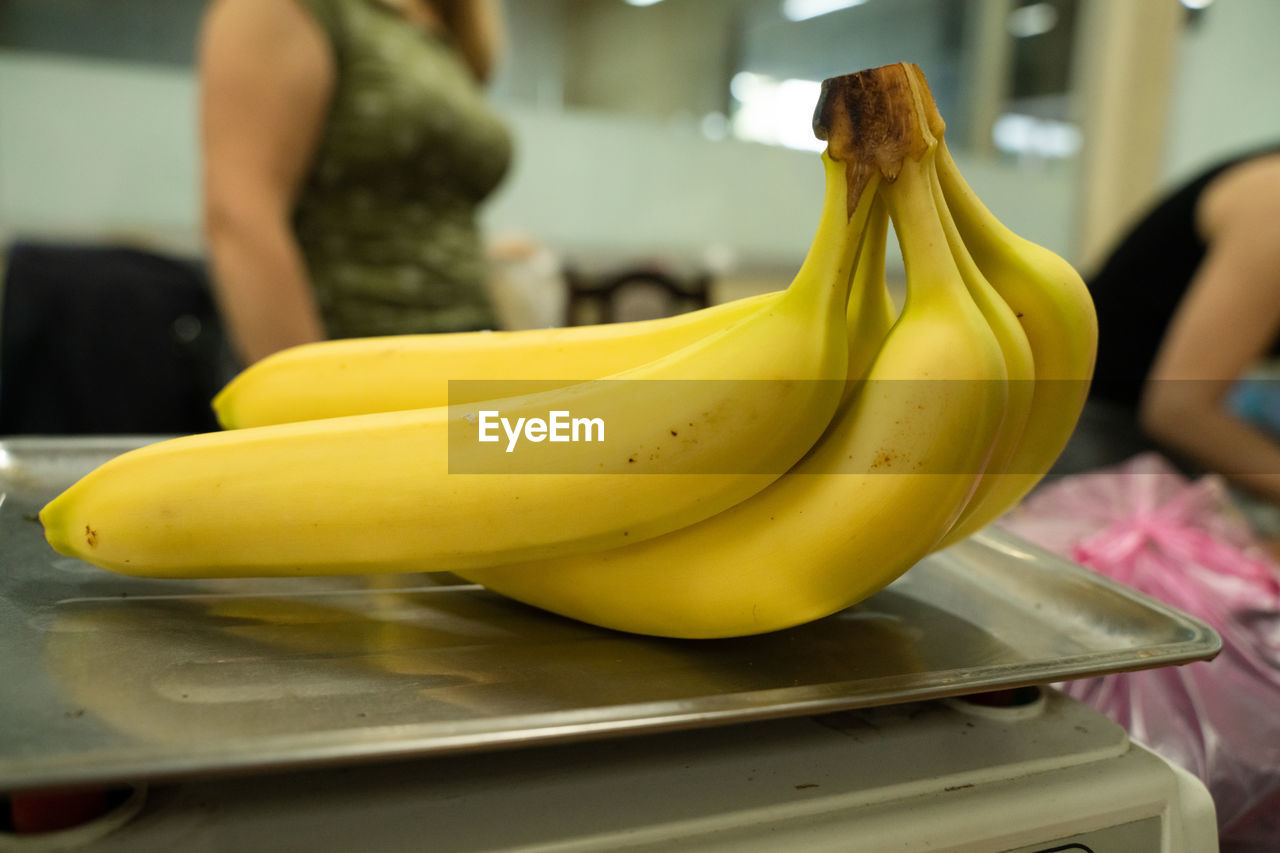 close-up of bananas in container