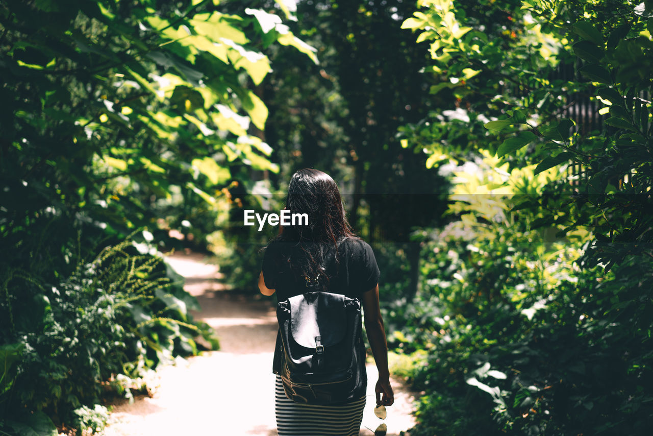 Rear view of woman walking in park