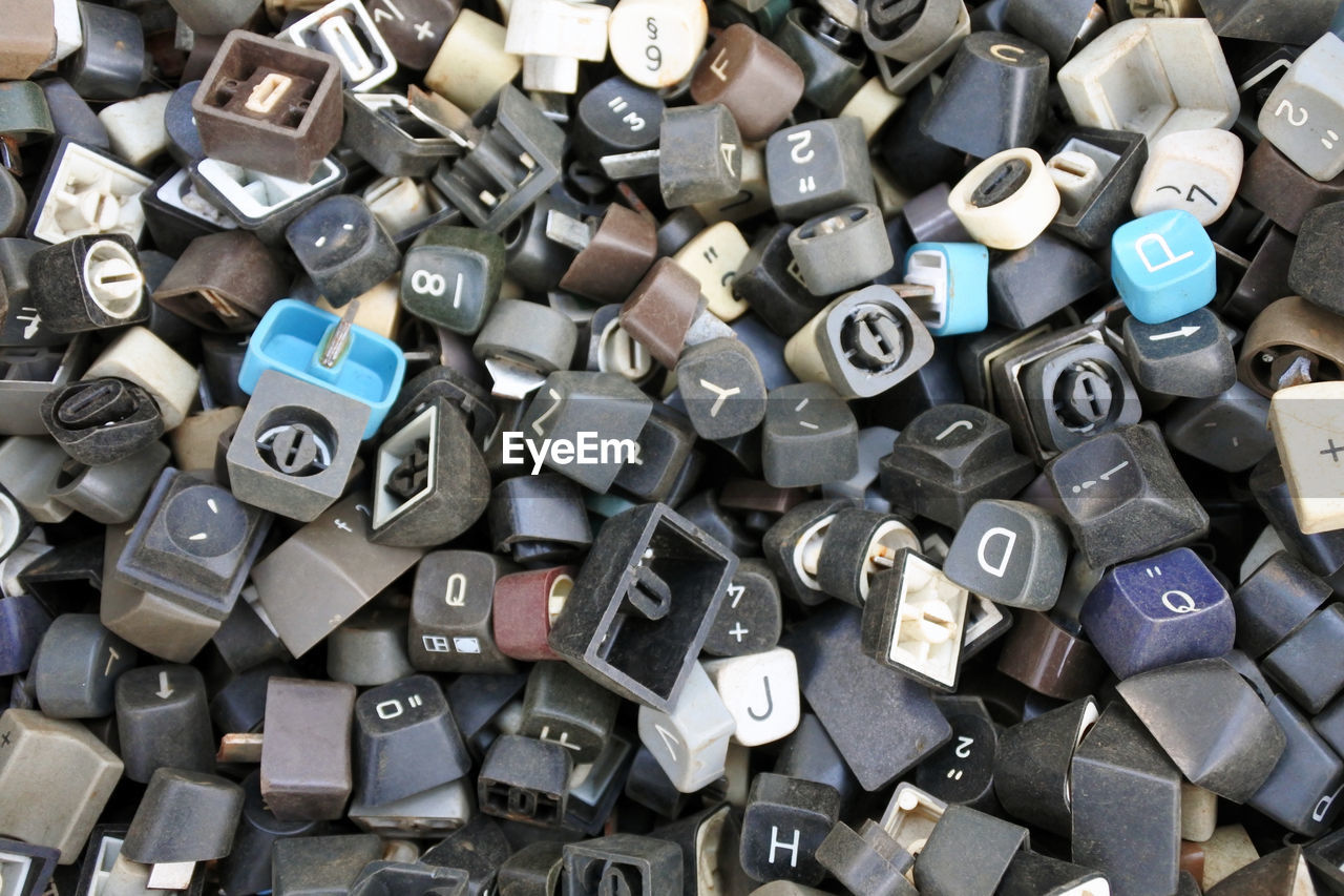 Close-up of old typewriter keys