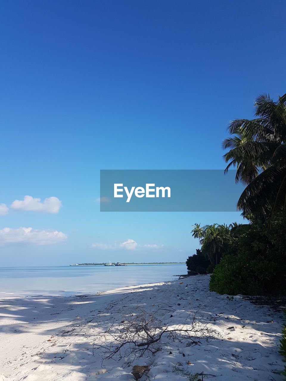 Scenic view of sea against blue sky