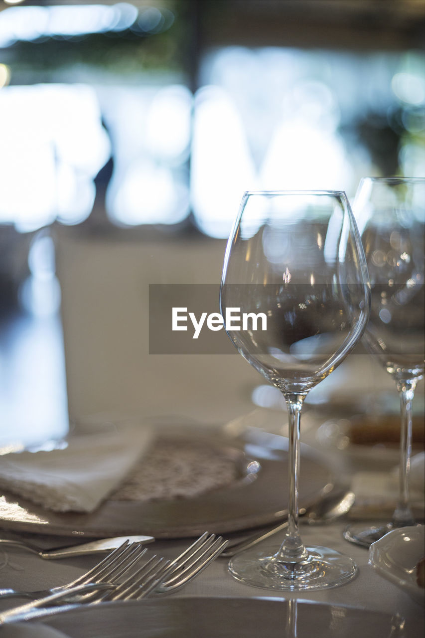 Close-up of place setting on table at restaurant