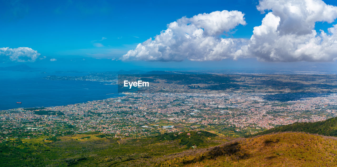 Naples panoramic view from vesuvius volcano in 2021 summer