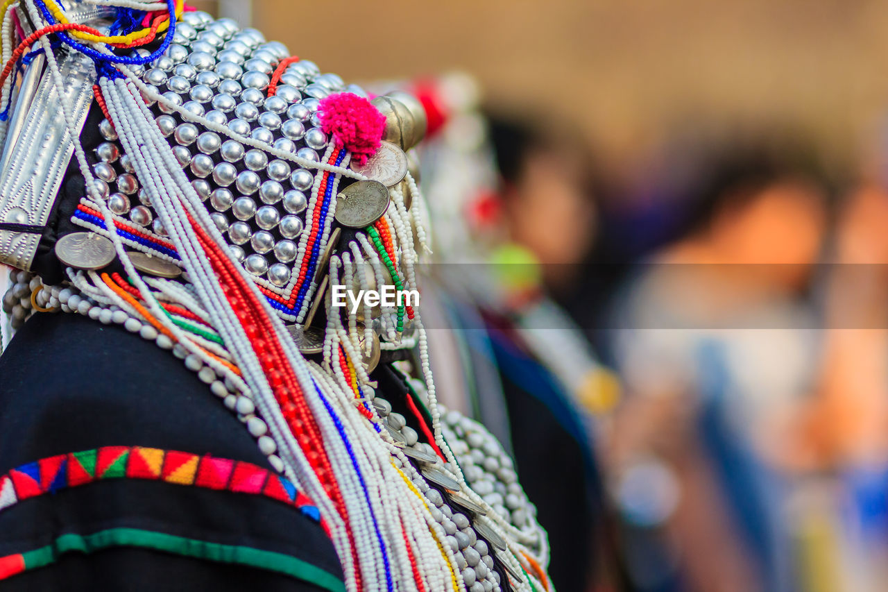 Close-up of traditional headdress