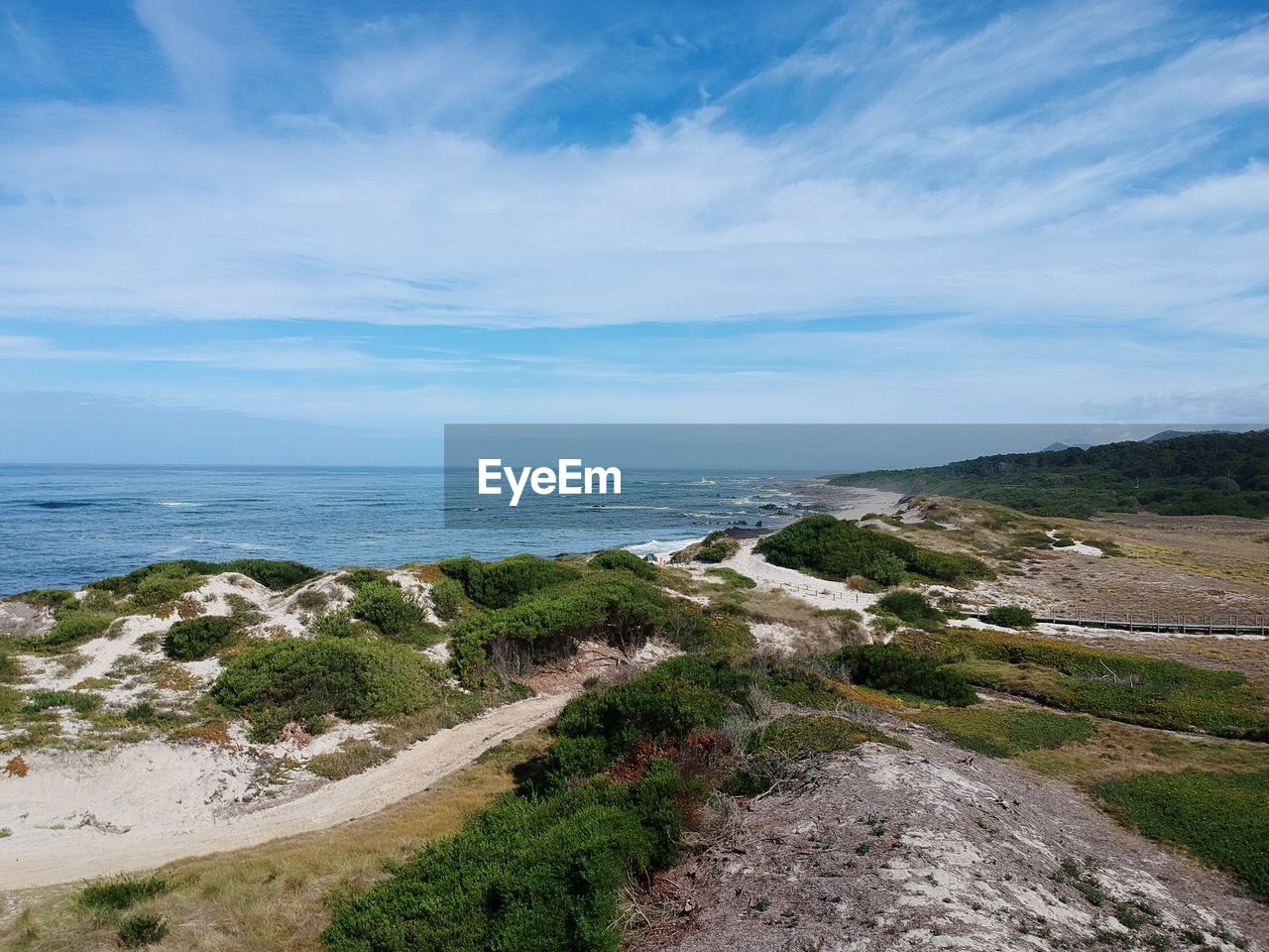 Scenic view of beach against sky