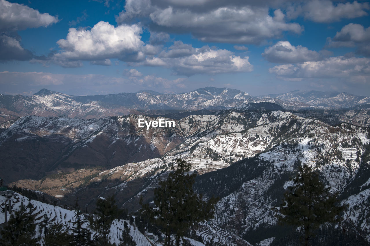 Aerial view of mountains against sky