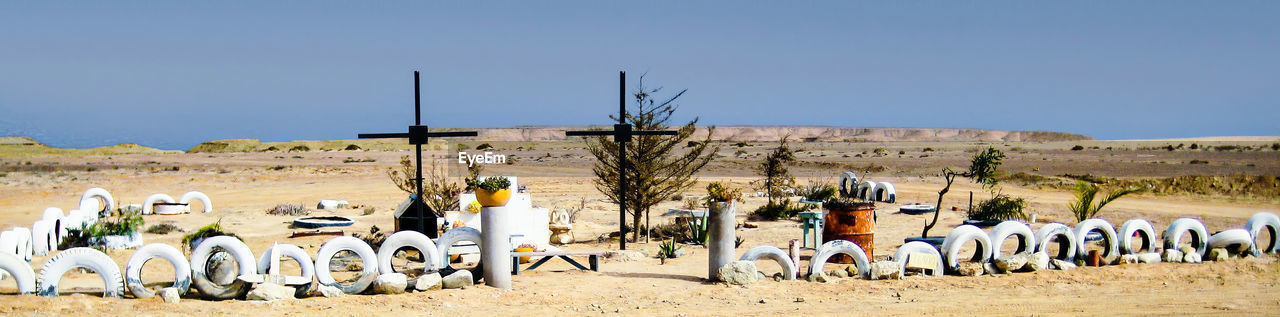 Atacama desert. roadside shrine for road traffic accident victim. common in chile.