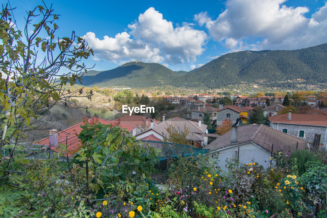 High angle view of town