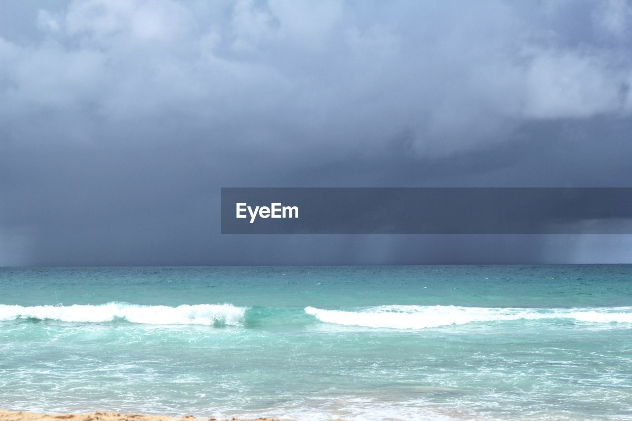 SCENIC VIEW OF SEA AGAINST SKY DURING STORM