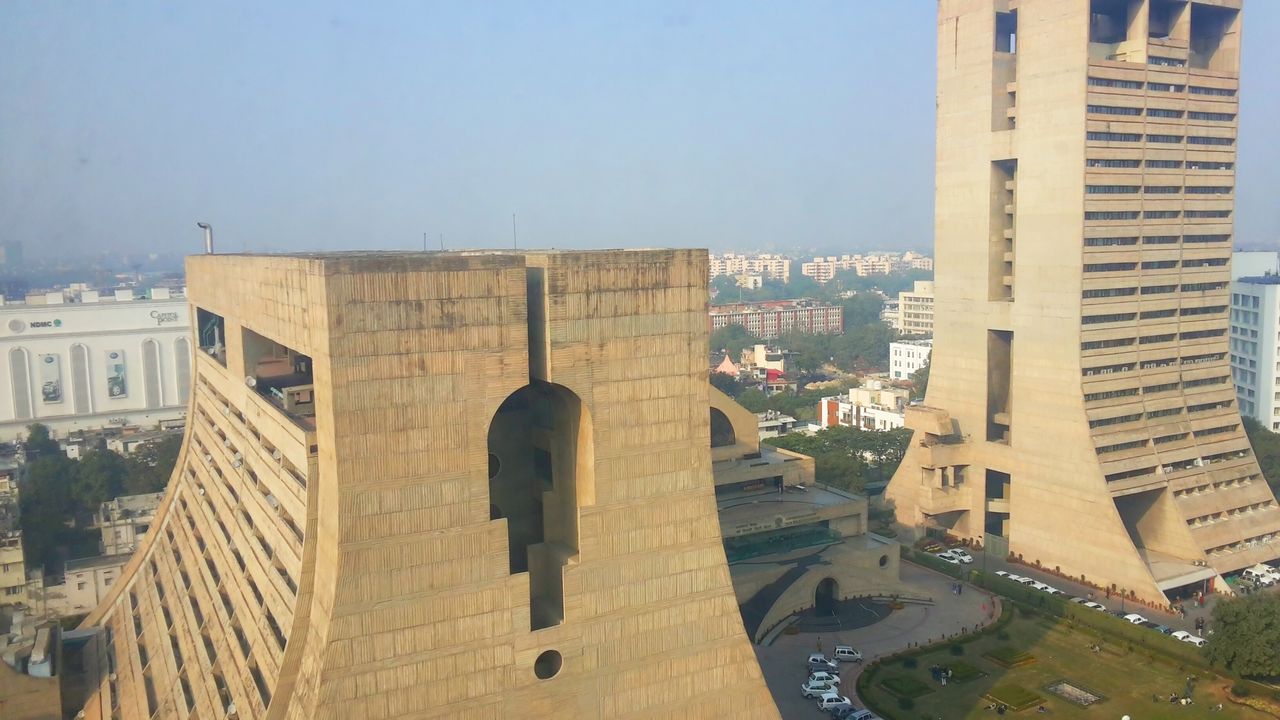 Overhead view of buildings