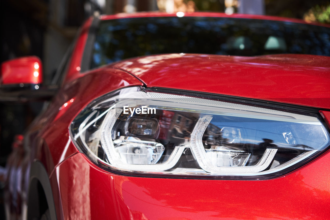 Close-up of red car