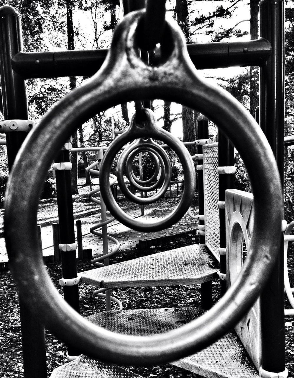 Close-up of metal structure hanging at park