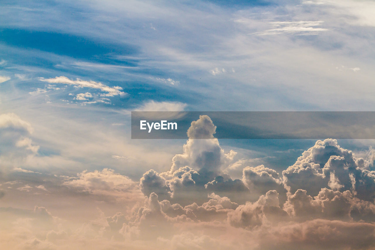 Low angle view of cloudscape against sky during sunset