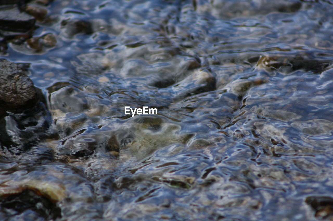 FULL FRAME SHOT OF WATER FLOWING IN SHALLOW