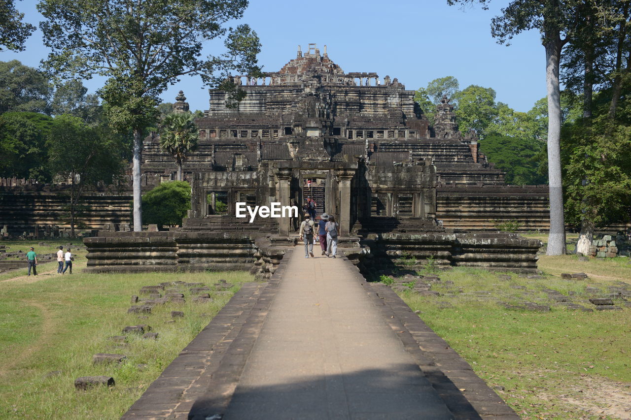 Group of people in temple in cambodia 