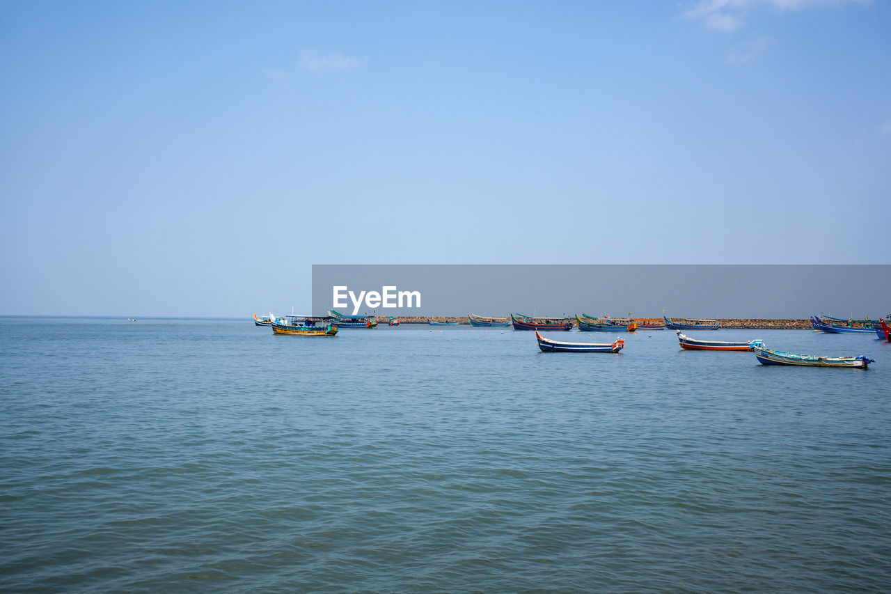 NAUTICAL VESSEL IN SEA AGAINST CLEAR SKY